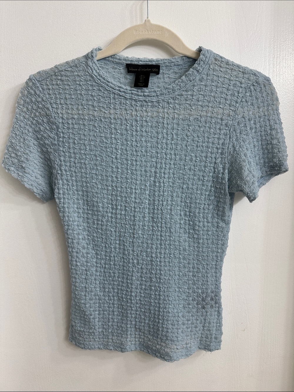 House of Harlow 1960 Pale Blue Textured Short Sleeve Tee